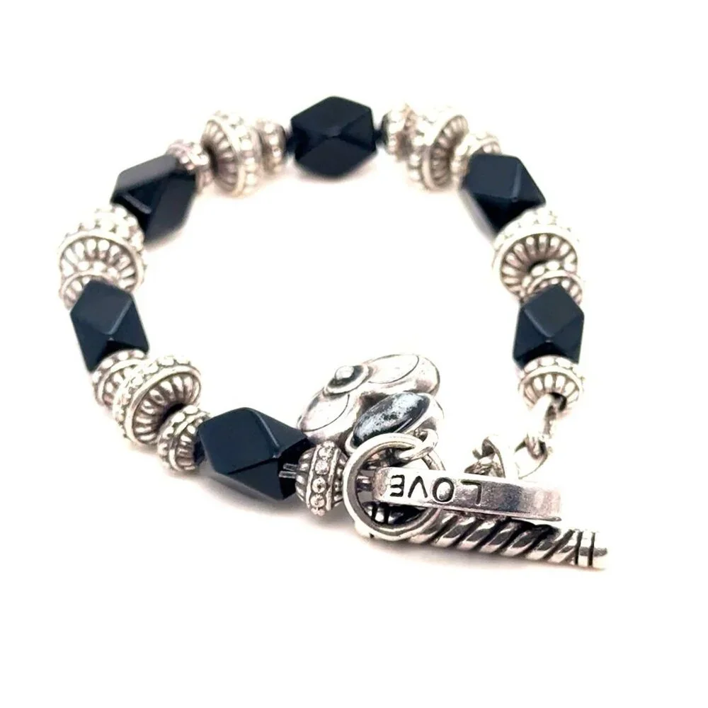 Brighton Black Bead Heart Toggle Bracelet‎